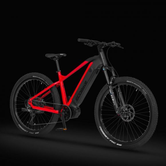 електрическо suv колело за планина ecobike с дискови спирачки червен цвят